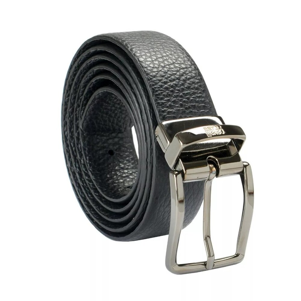 Belt Cavalli Class Men's Black Belt 100% Pebbled Leather Buckle Decorated